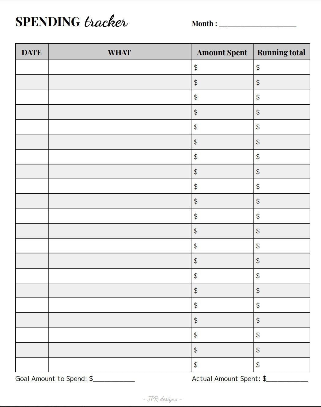 Spending Tracker Printable PDF Etsy Spending Tracker Printable PDF Etsy