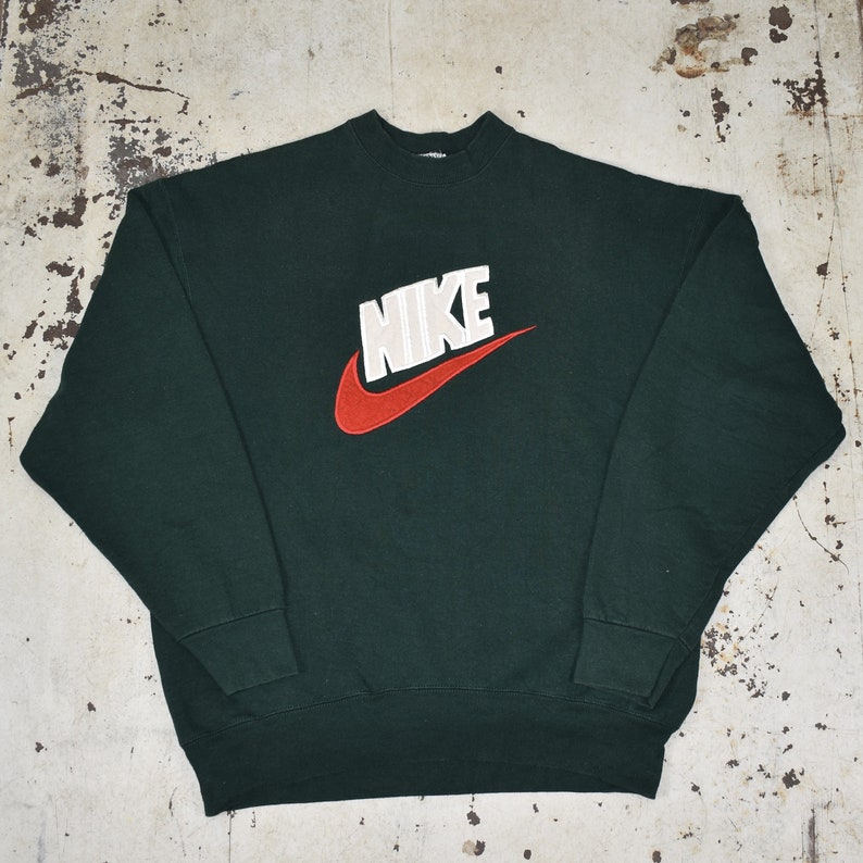 Early 90's Vintage Nike Green Spell Out Sweatshirt XL | Etsy