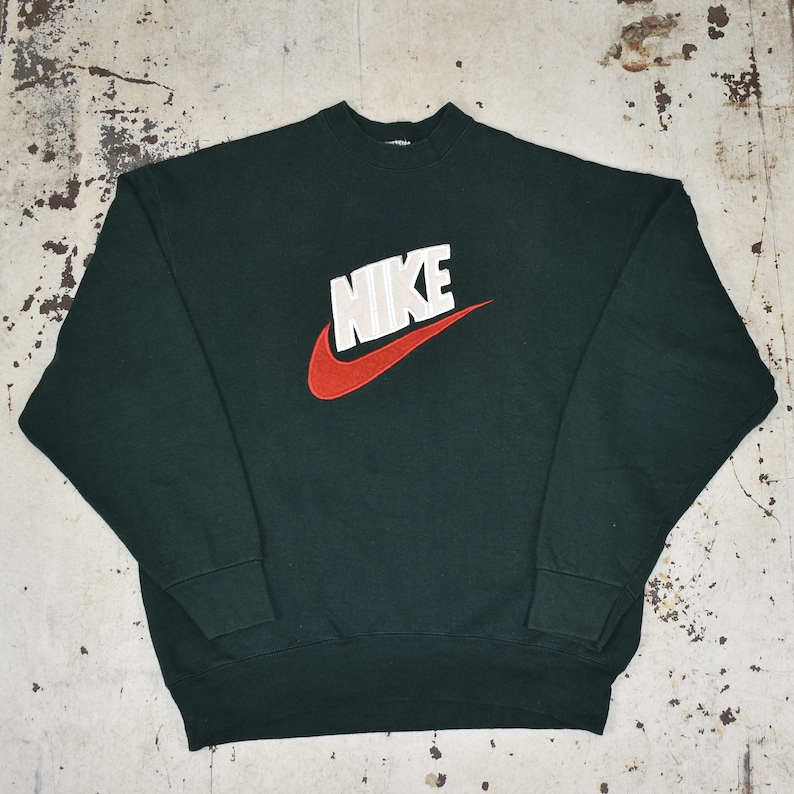 Early 90's Vintage Nike Green Spell Out Sweatshirt XL | Etsy