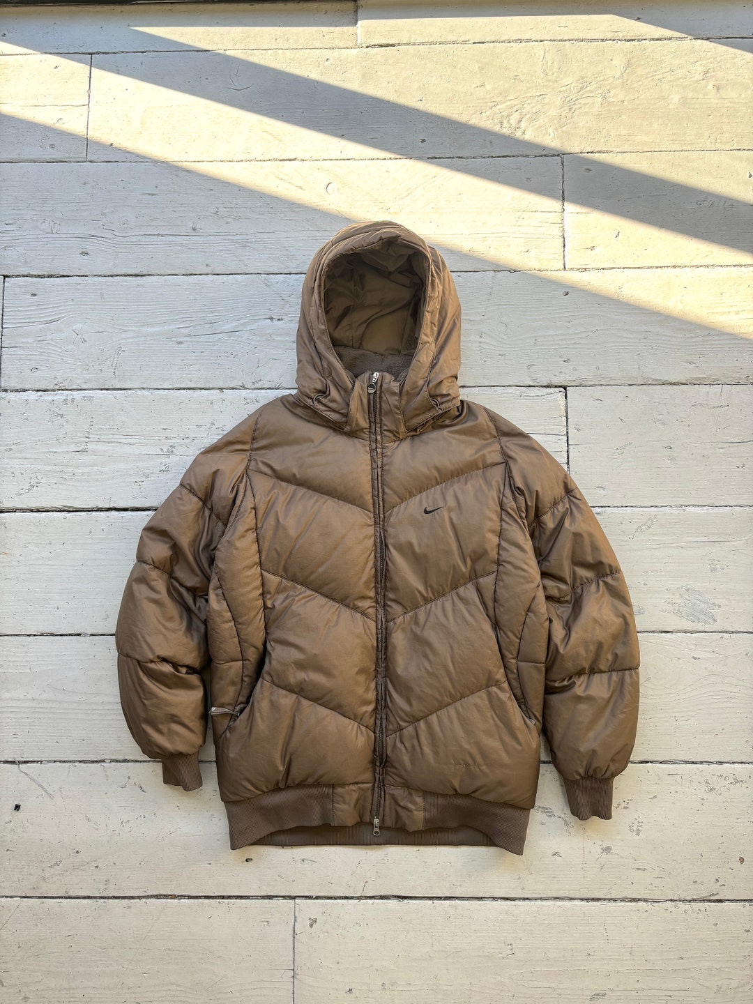 00's Vintage Nike Khaki Puffer Jacket XL - Etsy