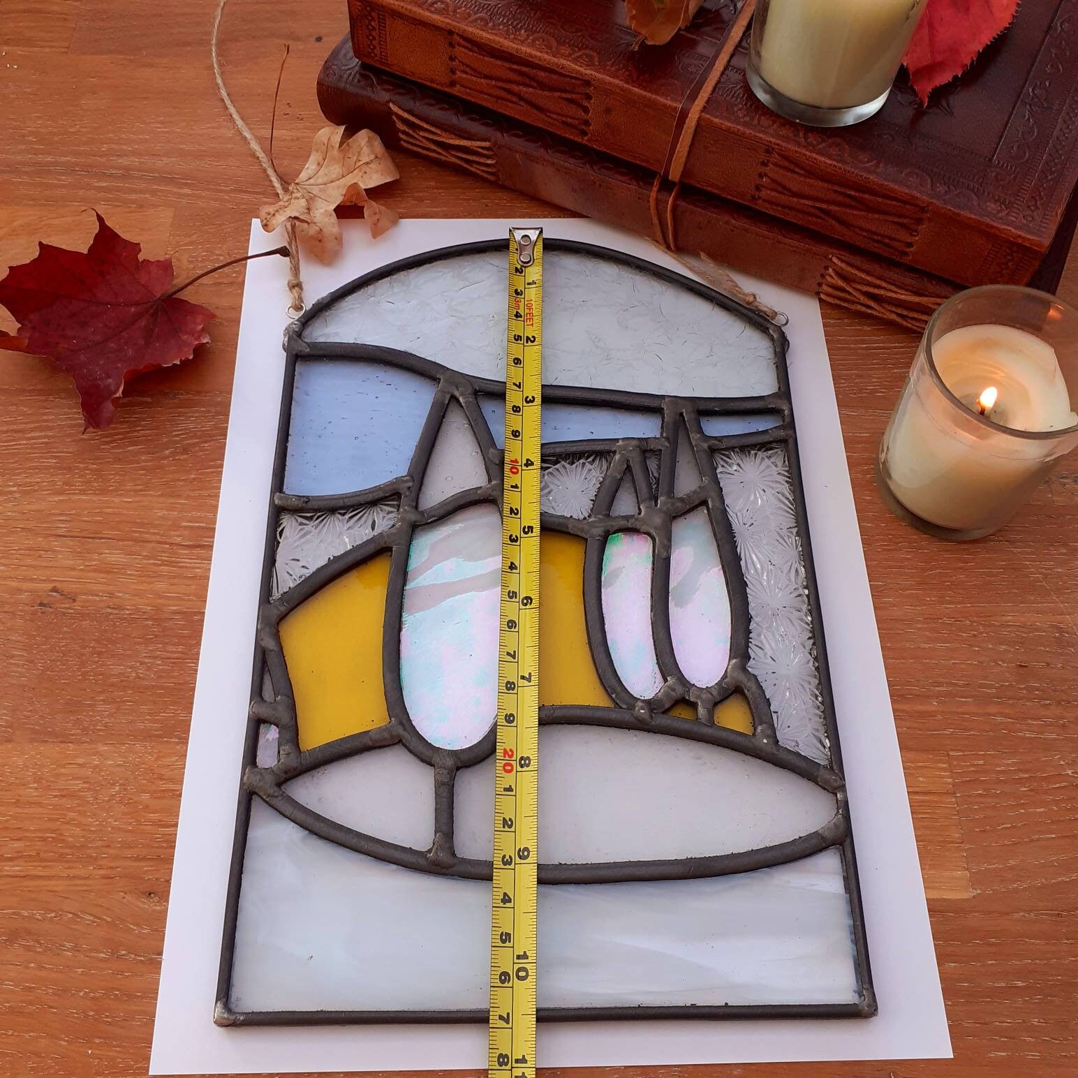 Winter landscape stained glass panel Etsy