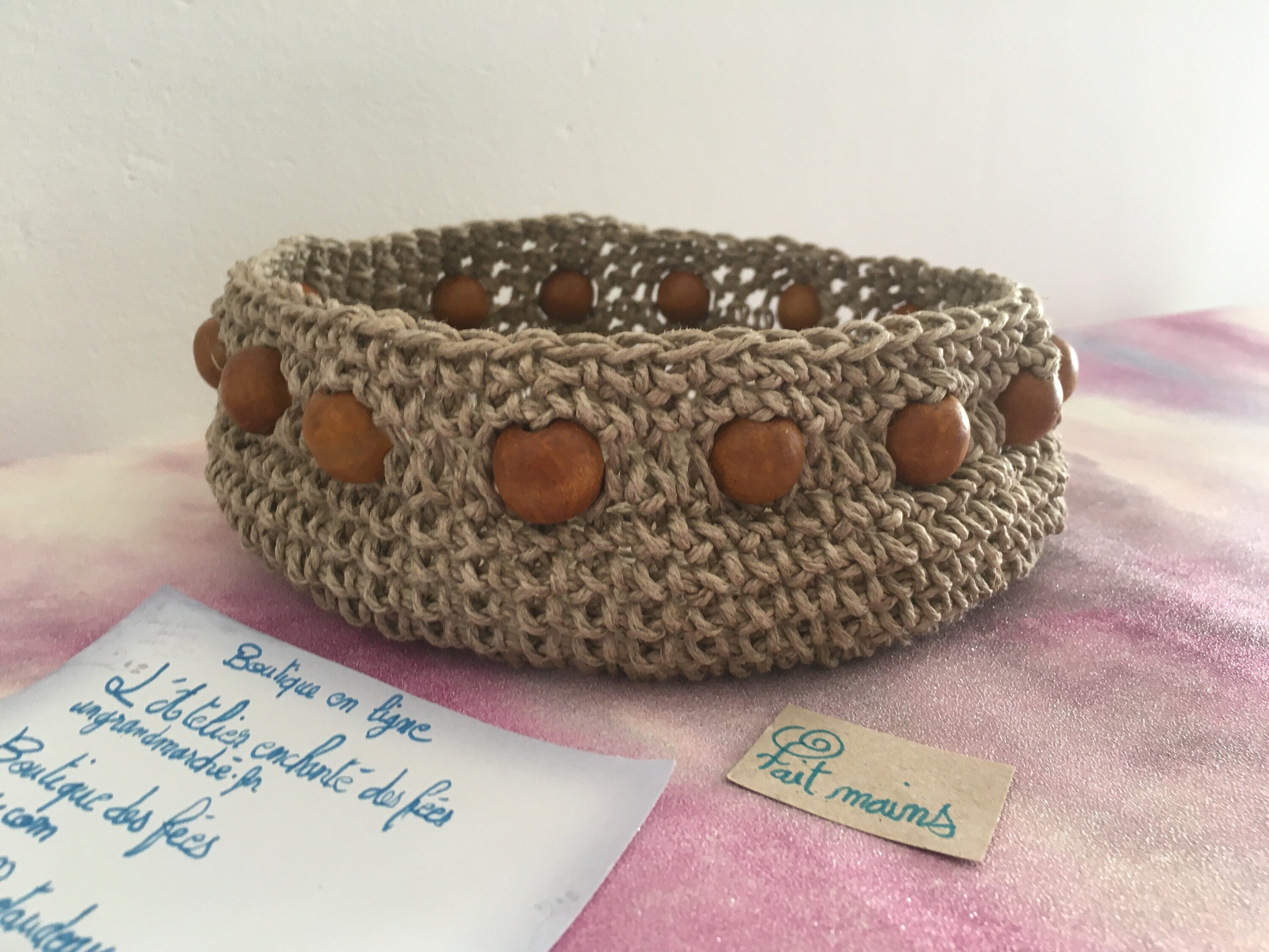 Corbeille de Rangement Crocheter Main en Corde Naturelle