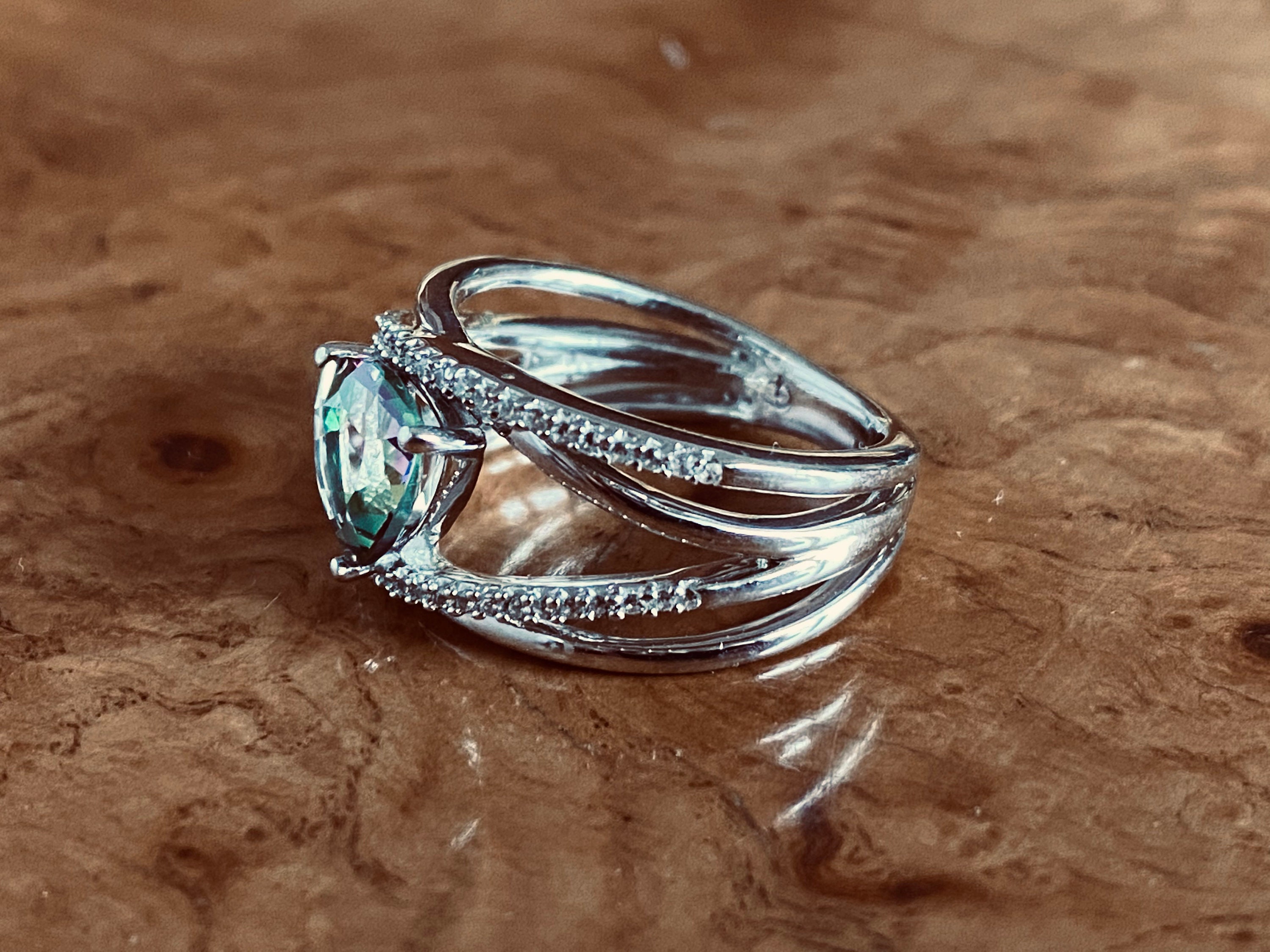 Mystic Fire Topaz Trillion Orbit Ring,fashion Gemstone Ring, Multi ...