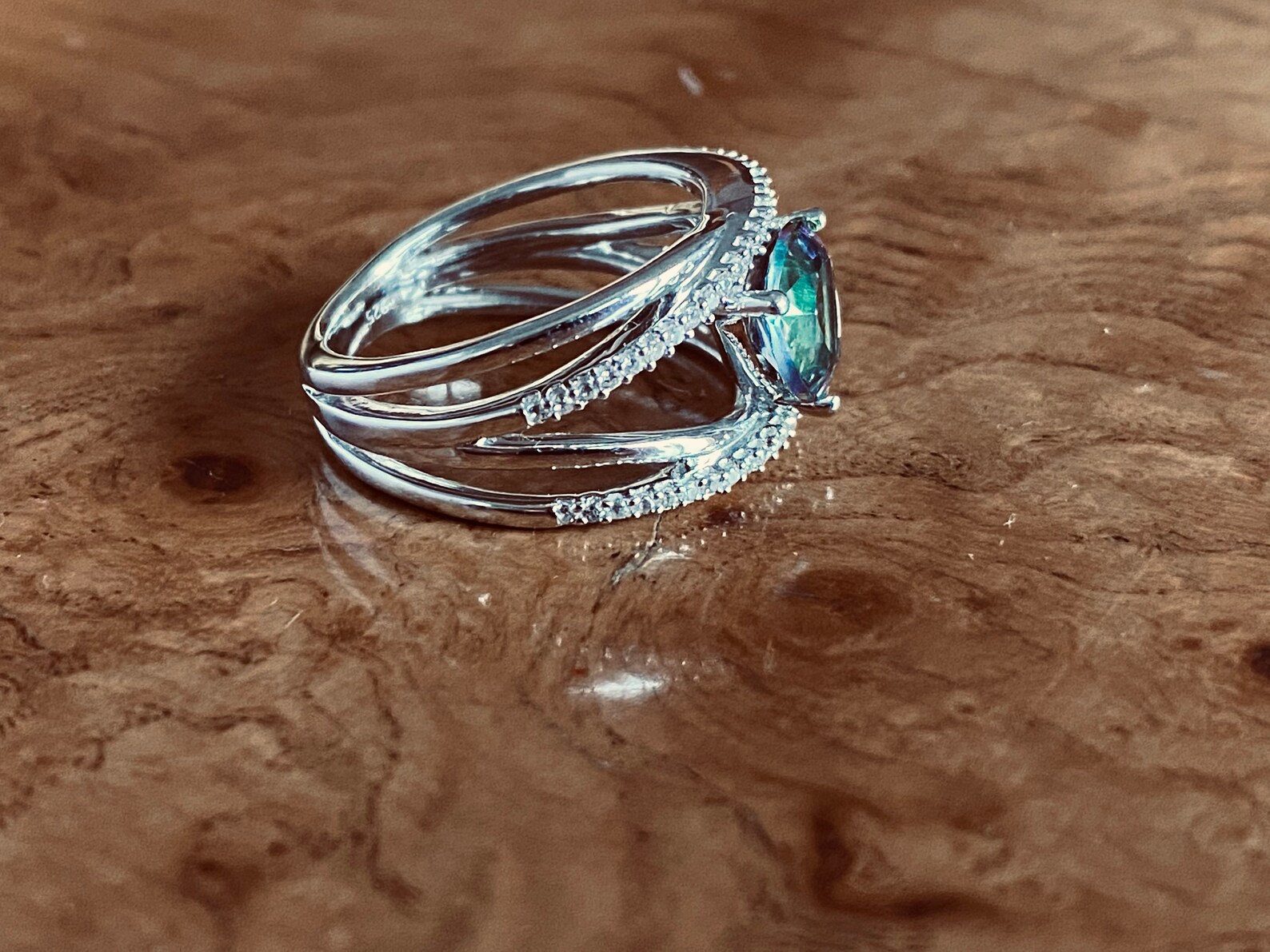 Mystic Fire Topaz Trillion Orbit Ring,fashion Gemstone Ring, Multi ...