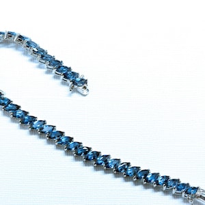 London Blue Topaz Bracelet Marquise Bracelet,  Fashion Gemstone Bracelet in Sterling Silver December Birthstone Blue Topaz Bracelet 4
