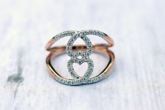 Rose Gold Vermeil Sapphire Double Open Heart Ring, Sterling Silver Double Heart  Ring, Love Ring, Fashion Heart Jewelry, Size 7, 4 - Etsy