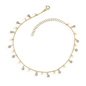 Yellow Gold Vermeil Bezel Fashion Drop Bracelet, Fashion Bracelet, Cubic Zirconia Drop Bracelet, 7 inch+1.5 inch extension Bracelet,