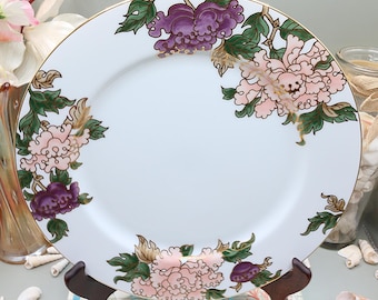Fitz and Floyd "Cloisonne Peony White" Dinner Plate #323 - Rare Factory Glaze Flaw