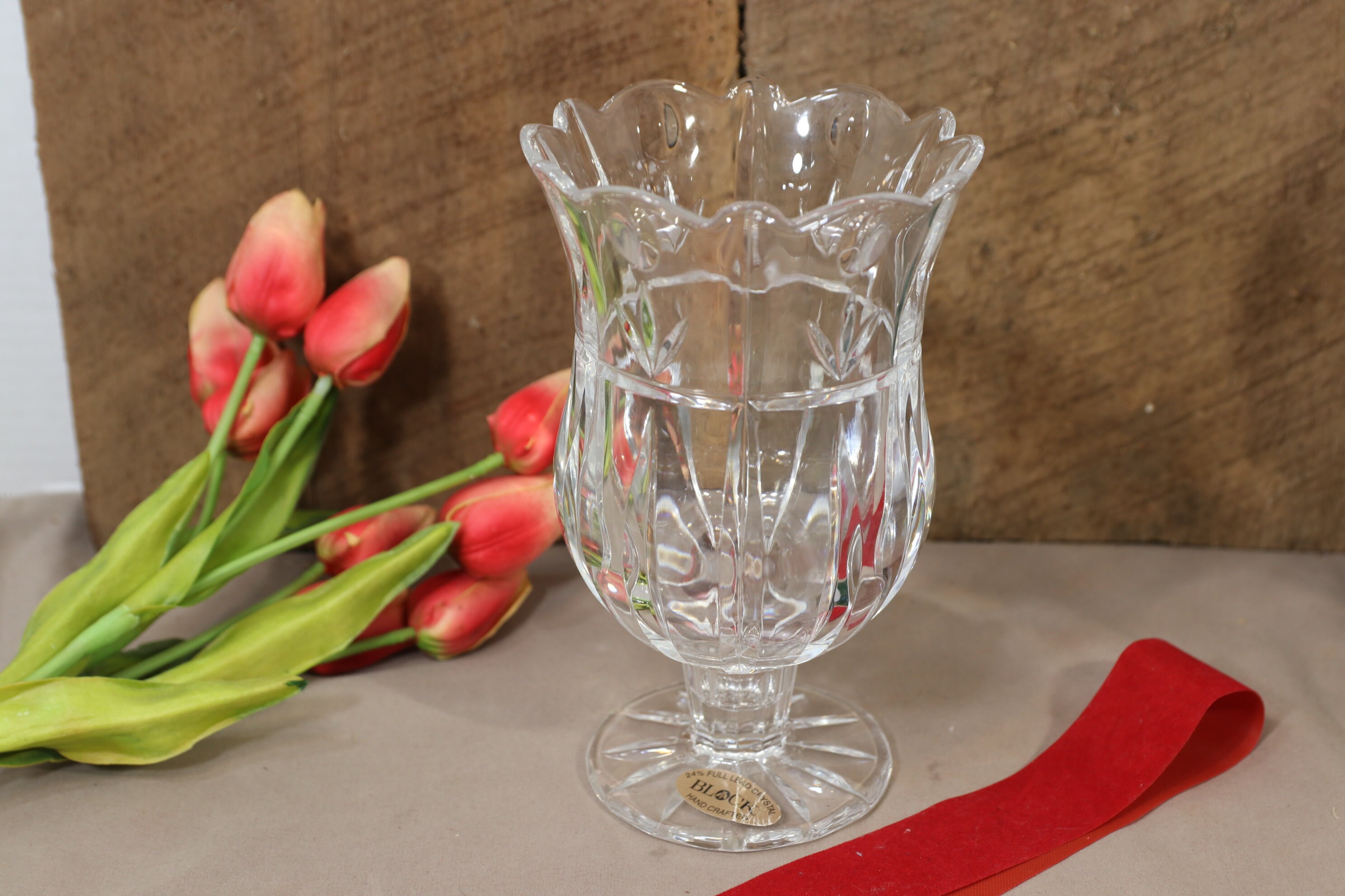 Block Hand Crafted 7 Open Hurricane/vase Tulip Garden. Etsy