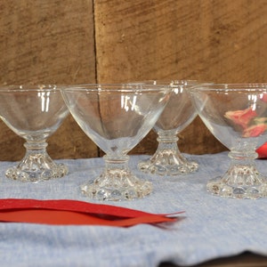 Champagne/Tall Sherbet Boopie Clear by Anchor Hocking. 3 1/2&quot; tall 3 5/8&quot; wide. Pressed Glass
