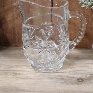 Anchor Hocking Prescut Clear Star of David 16oz pitcher, 5 1/4 in tall.