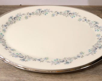 Vintage Lenox "Repertoire" Oval Serving Platter 14" Cream China Platinum Trim Pristine