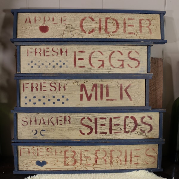 5 Vintage Farm House Chic Wooden Signs, Articles For Sale.