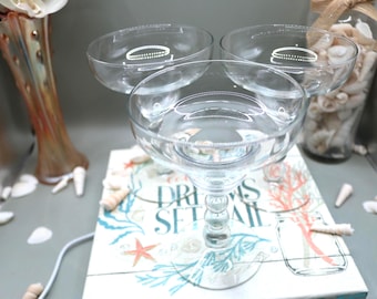 Libbey Metropolis Spanish Bubble Stemmed Margarita Glasses.