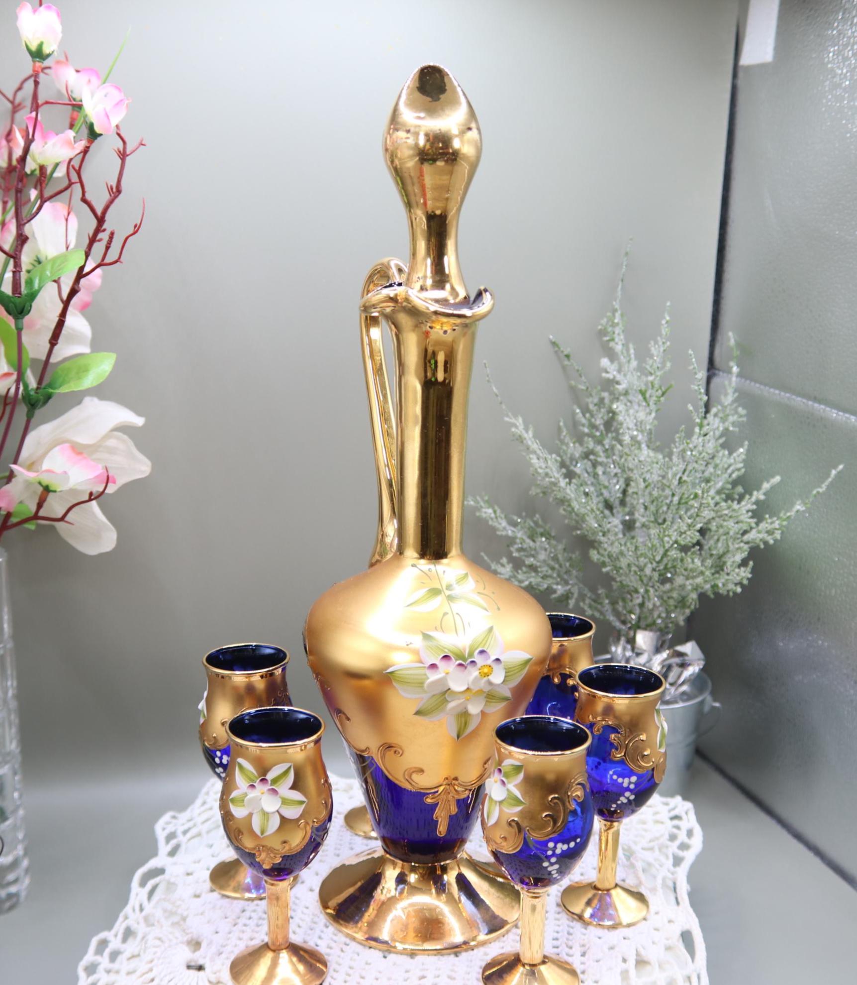 Murano Glass Decanter Blue Gold - Etsy
