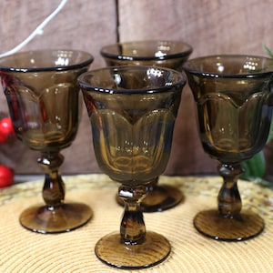 Set of 4 Wine Glasses, Old Williamsburg Brown by IMPERIAL GLASS-OHIO