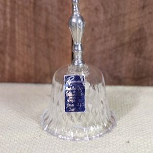 Beautiful Vintage 24% Lead Crystal Bell with a Raimond Silver Plate Handle, made in England, 5 1/2&quot; Tall.