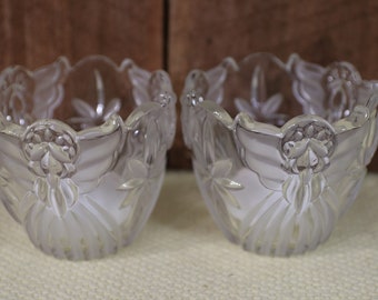 Gorham Crystal "Angels of Peace" Candleholders Pair. Made in Germany, 3 1/2" x 3"