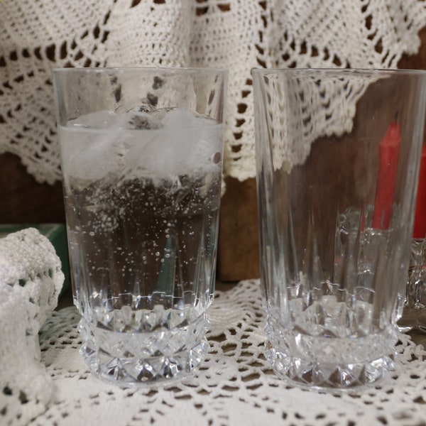 2 High Ball Glasses / Flat Tumblers, Tuilleries Villandry by Cristal D'Arques-Durand. Beautiful Prismatic Cut Crystal