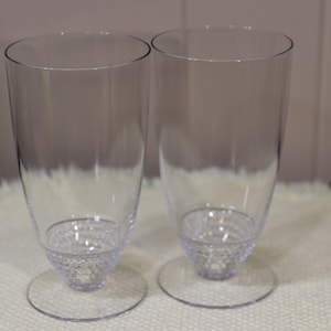 Gorgeous Set of 2 Ice Tea Glasses Tear Drop Clear by Duncan & Miller 12oz 5 3/8&quot; tall, 3 1/8&quot; wide. Circa 1940&#39;s.