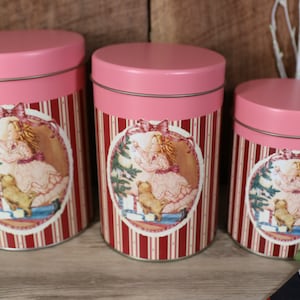 House of LLoyd 1990s Nesting Storage Tine &quot;Trimming the Tree Tins&quot; Excellent Condition in Original Box