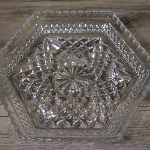 Anchor Hocking Wexford, Prismatic Glass, Hexagonal Footed Dish