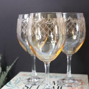Set-3 Cristalleria Fratelli Fumo Hand Made In Italy Wine Glasses Vintage