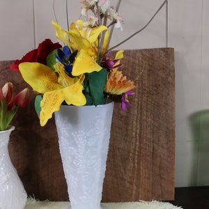 9&quot; Flower Vase Vintage Milk Glass by Anchor Hocking