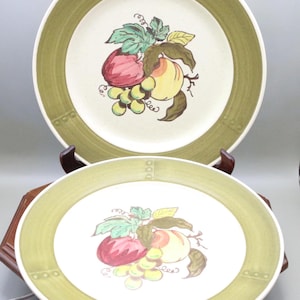 Vintage Metlox Poppytrail "Provincial Fruit" Dinner Plates-Set of 2, California Pottery-10 5/8"