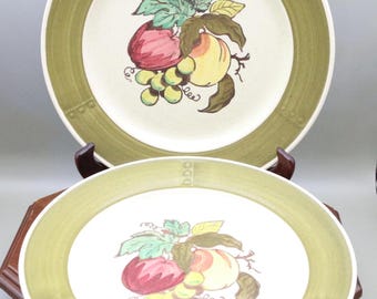 Vintage Metlox Poppytrail "Provincial Fruit" Dinner Plates-Set of 2, California Pottery-10 5/8"