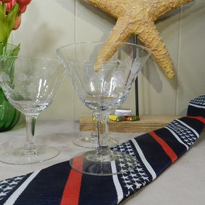 Set of 3 Champagne / Tall Sherbet Fine Crystal. Spring Time pattern by Hanover. Discontinued
