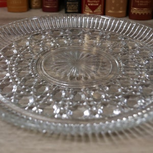 11 inch Service Plate, Windsor Clear by Federal Glass Buttons and Cane Pattern Discontinued 1974