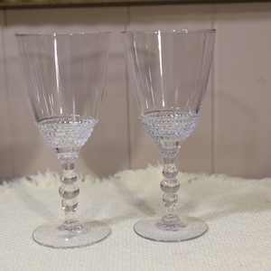 2 Gorgeous Water Goblets, Tear Drop Clear by Duncan & Miller Circa 1940&#39;s