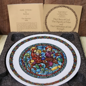 The 1st Edition of NOEL VITRAIL &quot;The Flight Into Egypt&quot;  by Restieau. Porcelain De Limoges France Collector&#39;s Plate, D&#39;Arceau-Limoges