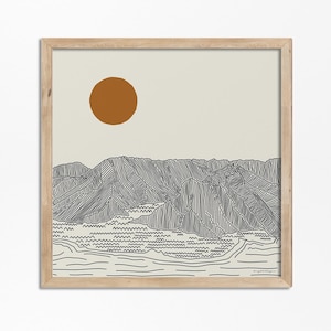 Poster Oʻahu Hawaii formato quadrato – Stampa artistica da parete Line Art fino a 40x40" – Costa hawaiana, sede di Honolulu – Decorazione da parete in stile spiaggia