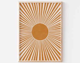 Orange Boho Sun Art Print |  Printable Wall Art | Boho Home Decor | Instant Download in 5 Different Sizes