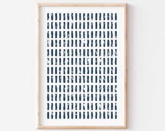 Geometric Blue Stripes Print | Indigo Blue Minimalist Modern Printable Wall Art | Neutral Poster | Digital Download