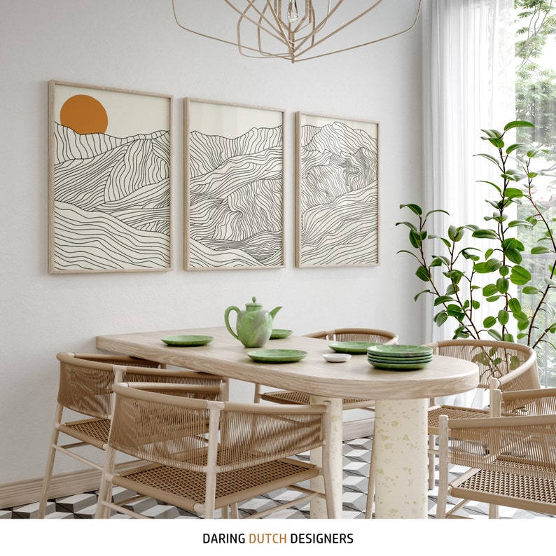 This shows the artworks in a modern minimalistic setting. All prints are 10x15 size.