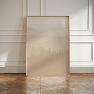 Neutral Beige Poster of the Smoky Mountains National Park, North Carolina and Tennessee Wall Art