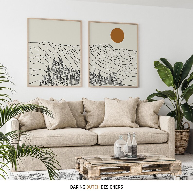 Diptych posters with mountain landscape