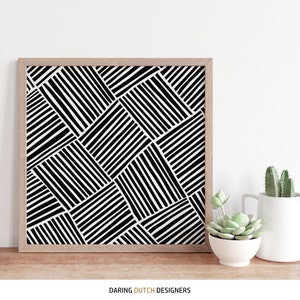 10x10 Print Set of 4 Black White Bohemian Squares Wall Art 4x4 6x6 8x8 12x12 Print Set of Four Black White Prints Set image 8