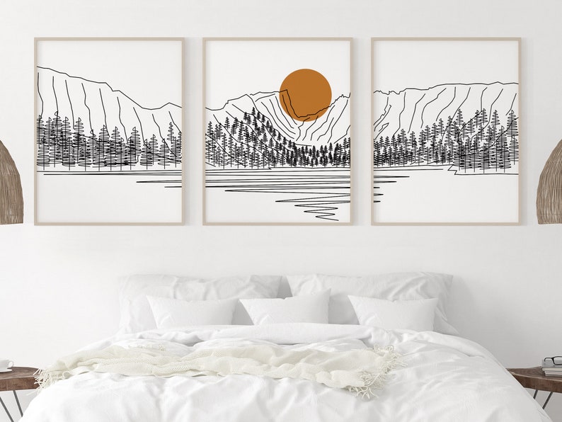 Rocky Mountains Line Art Set of 3 National Park Simple - Etsy