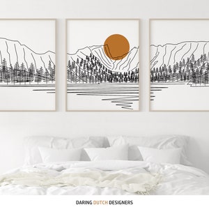Rocky Mountains Line Art Set of 3 National Park Simple - Etsy