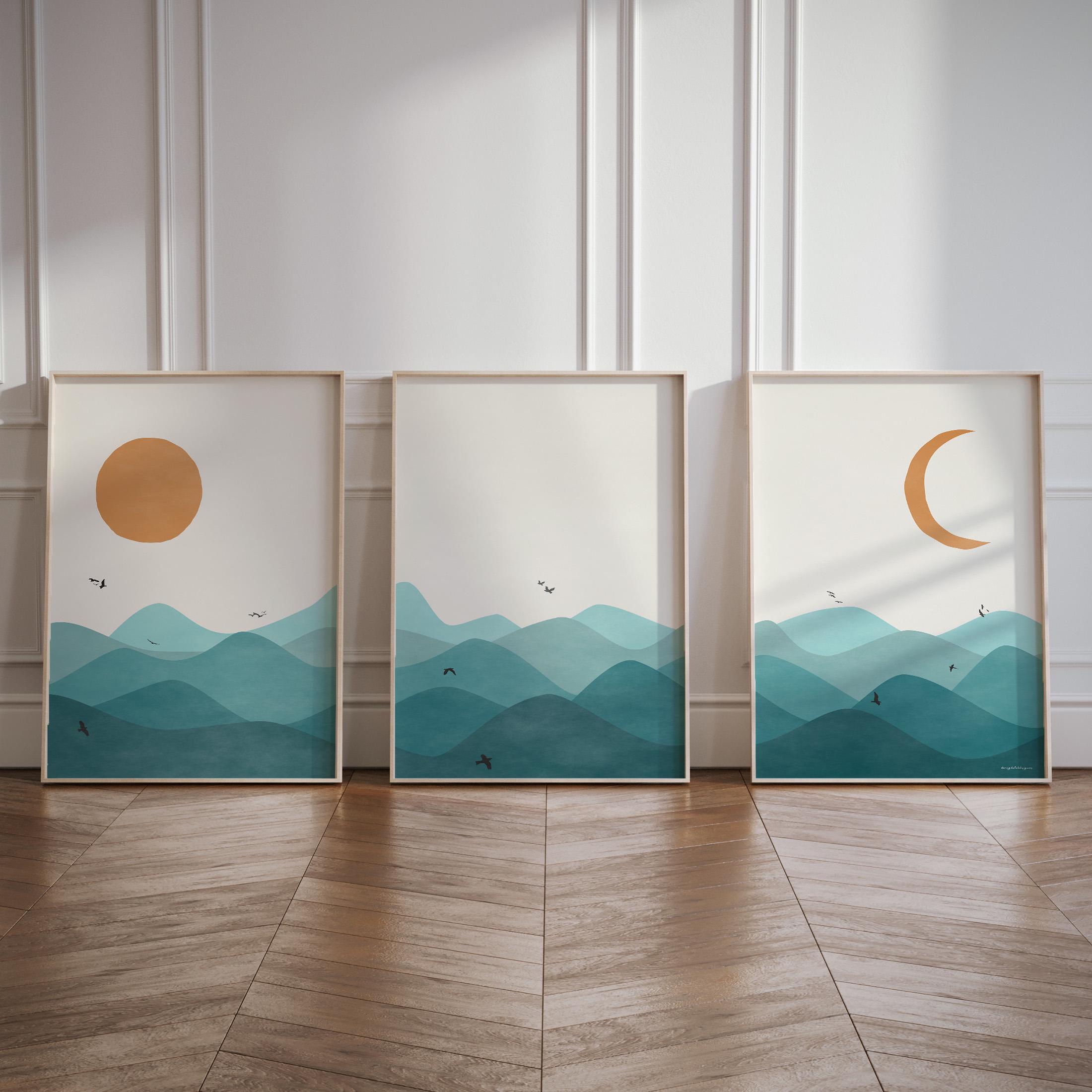 TROYSINC 3er Poster Set Wandbilder – Abstrakte Pflanzenbilder in Morandi-Grün für Wohnzimmer, Schlafzimmer & Flur – Modernes Deko-Bilderset im Wabi-Sabi-Stil (40x50cm