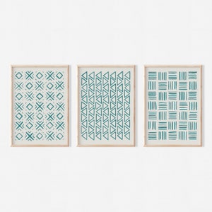 Teal Wall Art | Set of 3 Prints | Large Wall Art | Modern Wall Art Set | Abstract Art Prints
