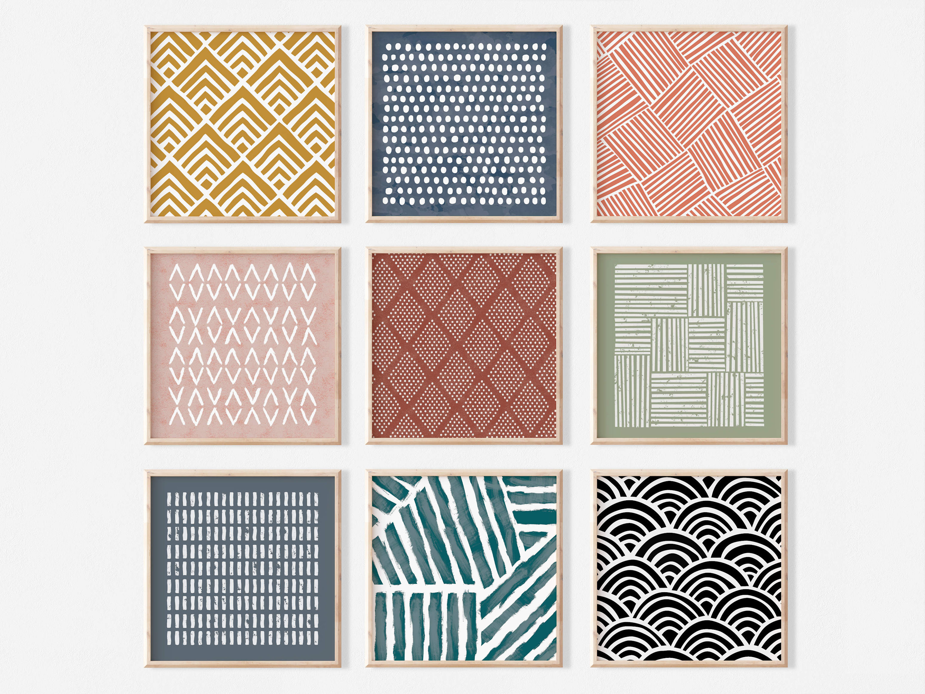 Eclectic Gallery Wall Set of 9 Prints Square Size Printable -  Denmark