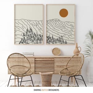 2-piece Mount Mansfield poster set displayed in living room.