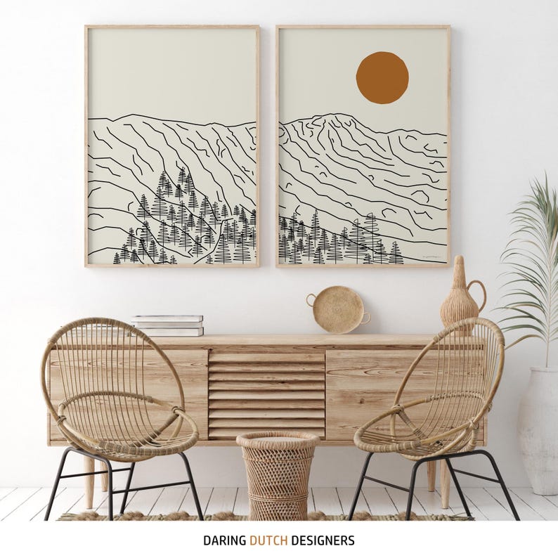 2-piece Mount Mansfield poster set displayed in living room.
