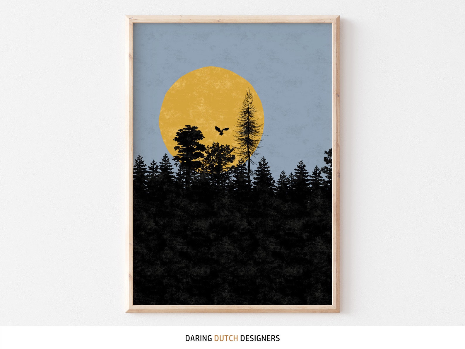 Trees Wall Art Full Moon Printable Art Set of 2 Prints - Etsy