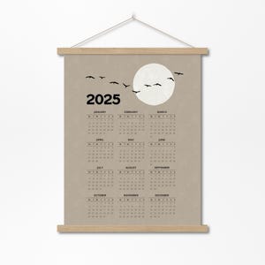 2025 Wall Calendar Year at a Glance, Minimalist Taupe Design, Flock of ...